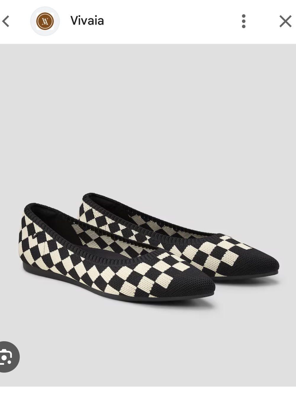 Vivaia Aria 5 point-toe ballet flats black white checker size 39 US 8 - Picture 3 of 9